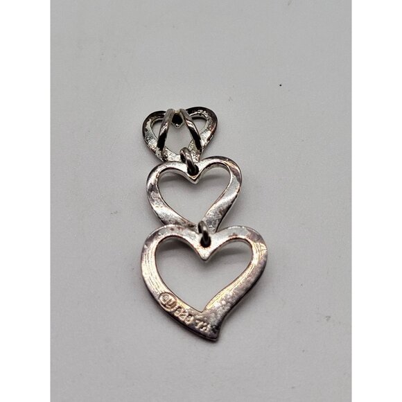 VTG Sterling SIlver 925 Linked Hearts Drop Pendant SU 925 TH Love - Picture 4 of 8